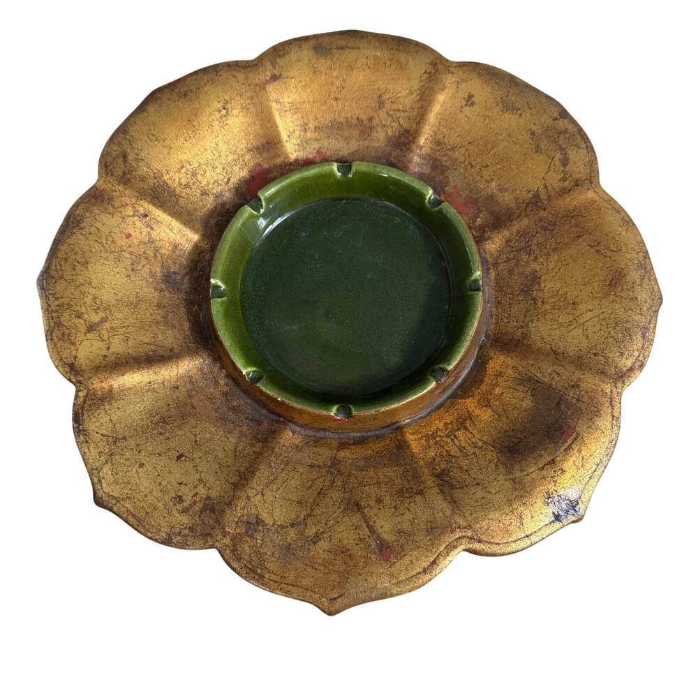 Vintage Anthony California Pottery C83 Gold Flower Ashtray Mid Century Modern